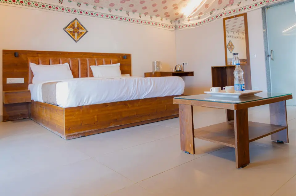 Grand Deluxe Tent interior at Road to Heaven Resort